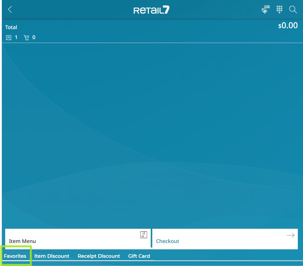 The Favorites menu at the bottom of the display