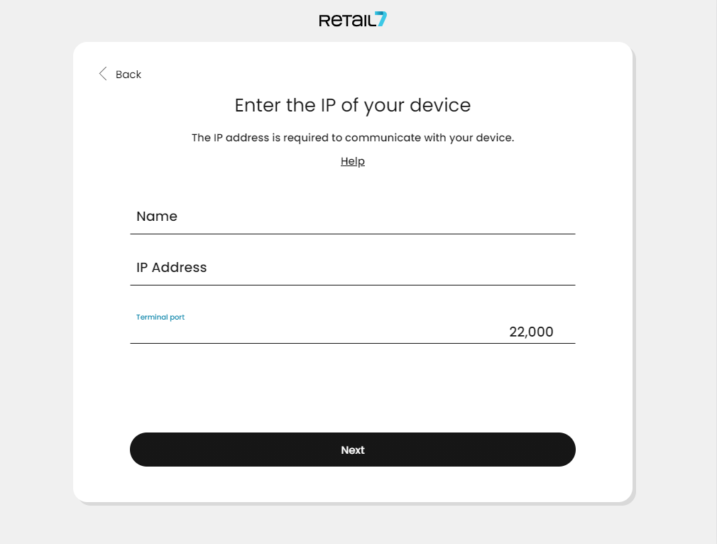 Setting up terminal at retail7 app installation