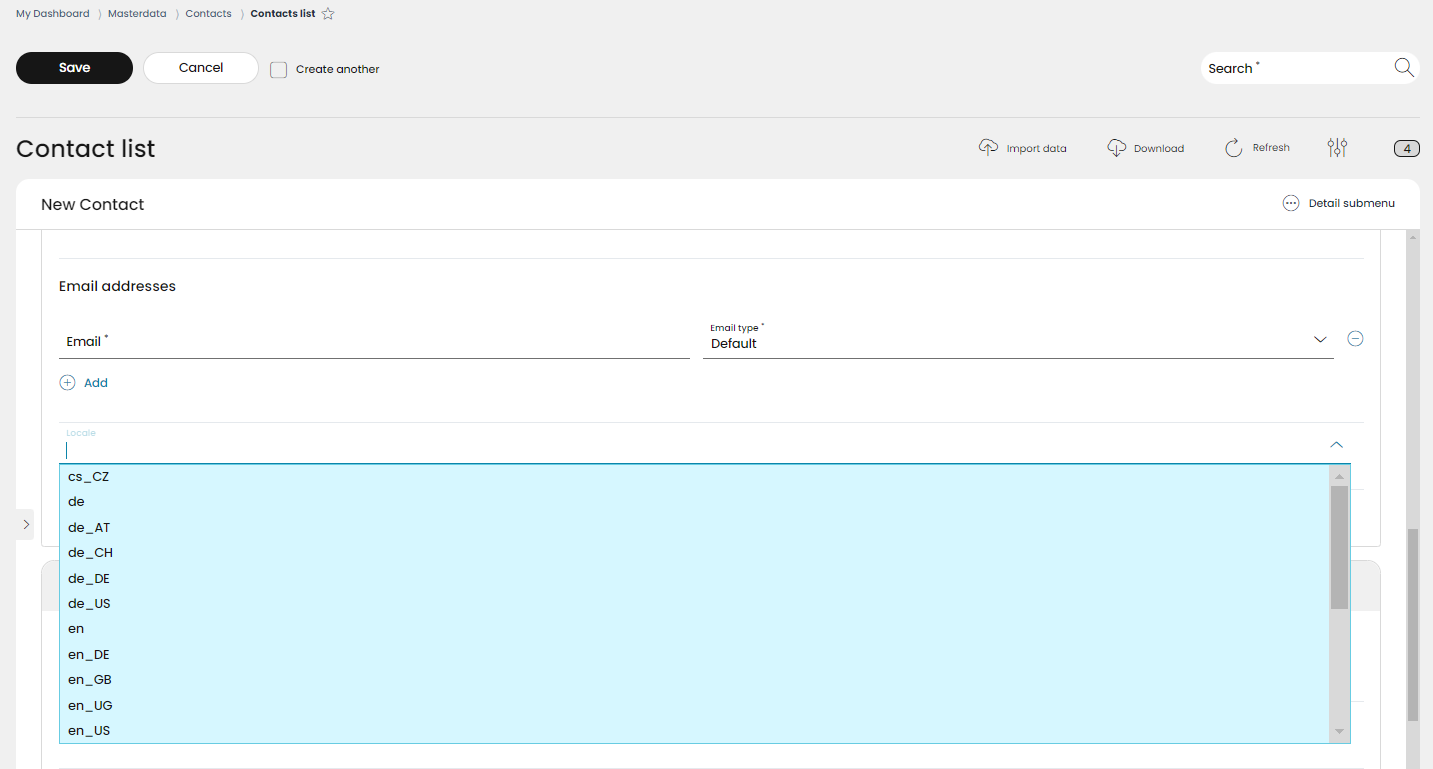 Several locale language to choose from