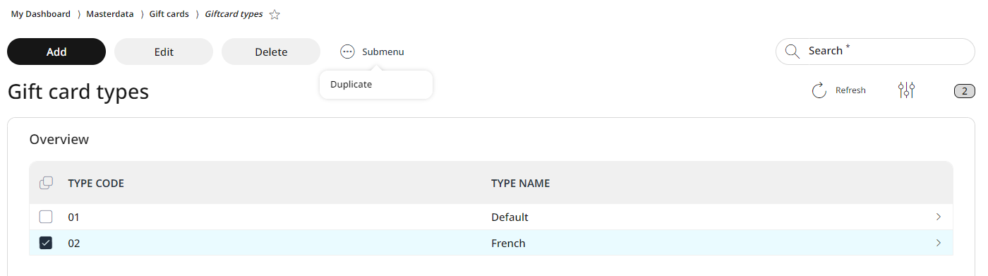 The Duplicate function is located under the Submenu