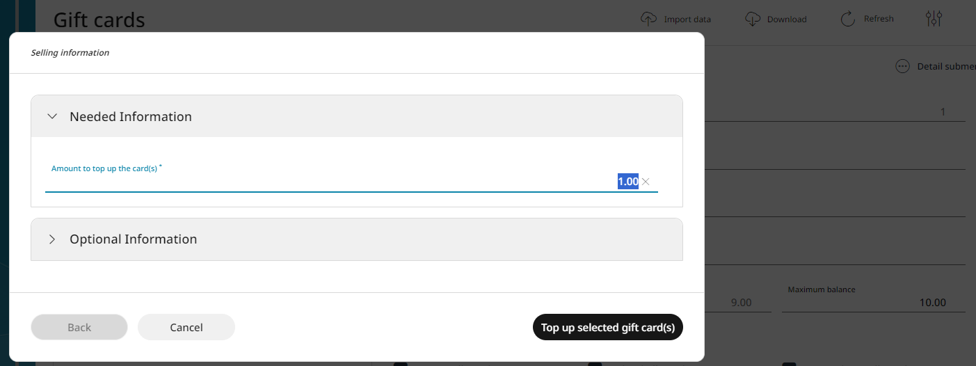 The top up form