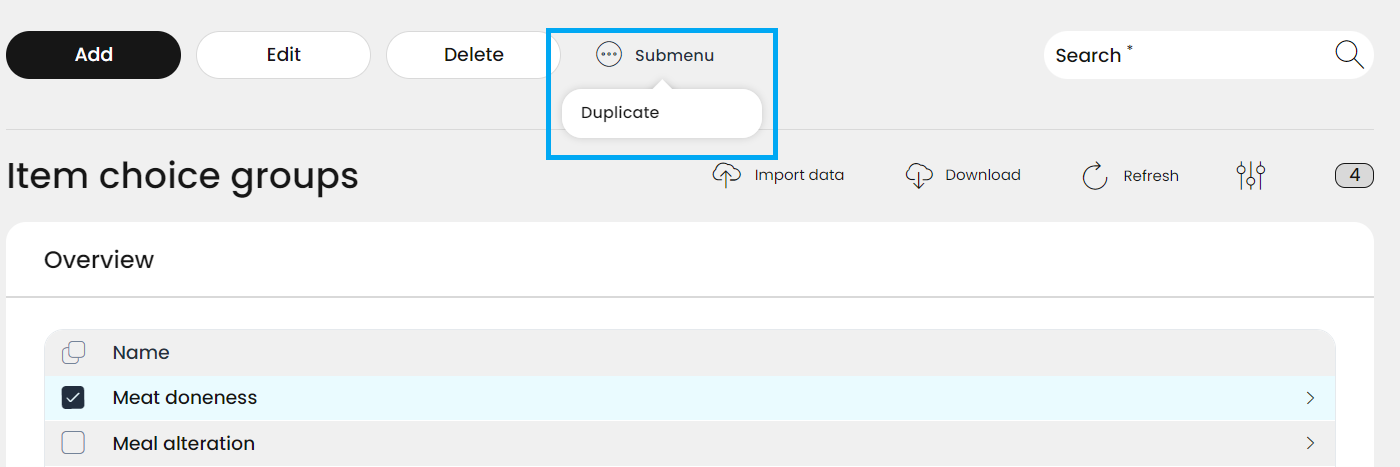 The copying function can be find under the Submenu