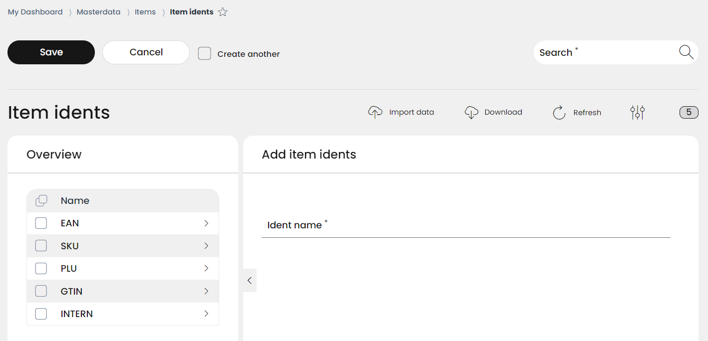 Adding a new item ident