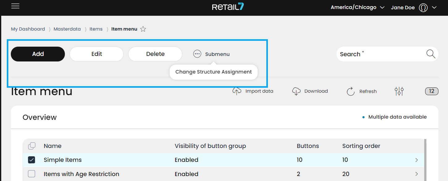 Adding, editing or deleting is easy with the help of the buttons and the Submenu