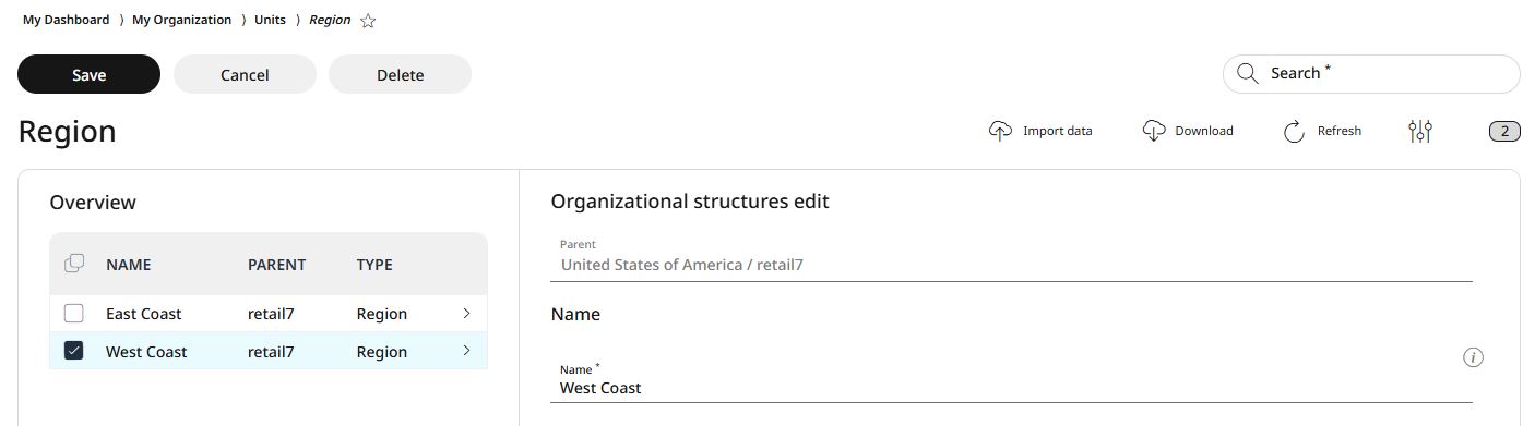 Select an entry to edit or delete
