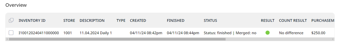 When the counted number matches the number of the current stock, the Result status light is green