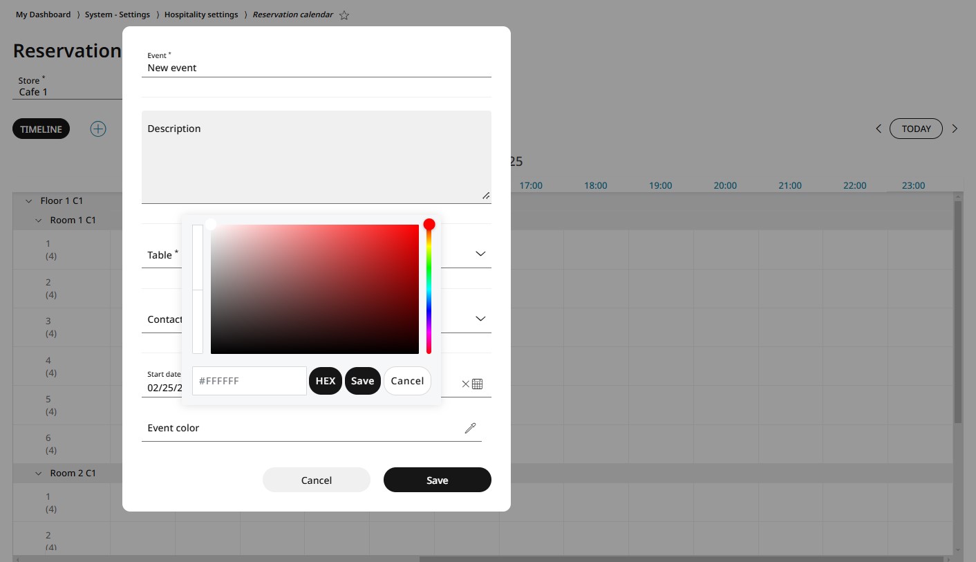 Choosing a colour for the event