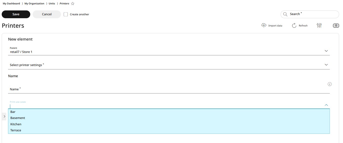Assigning a print use case to a printer under Units