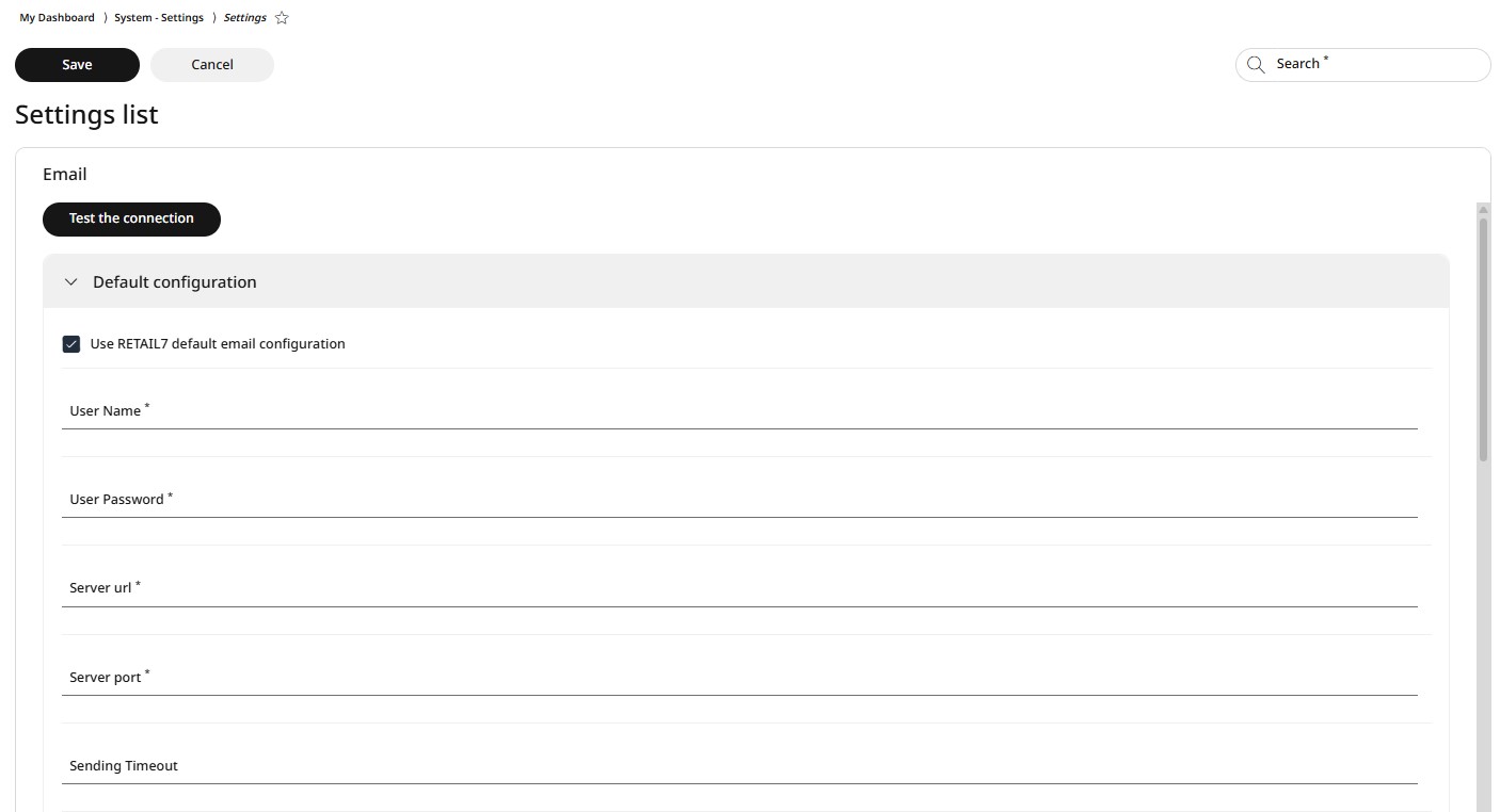 Email settings