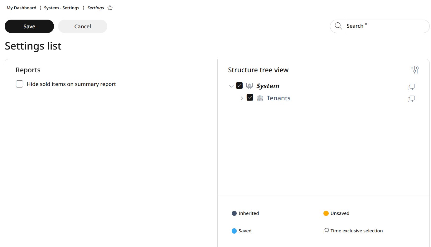 Reports settings