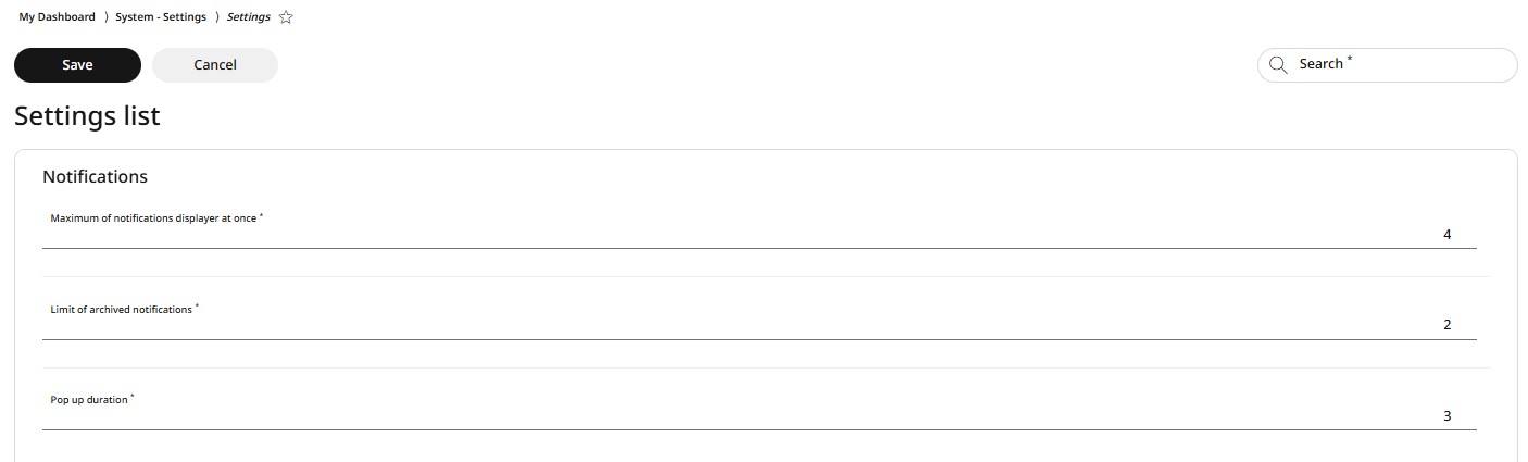 Notifications settings overview