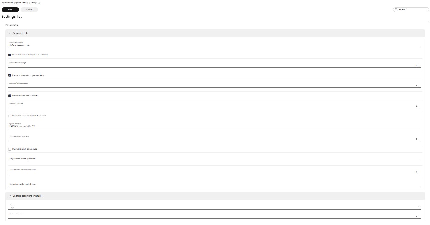 Passwords settings overview