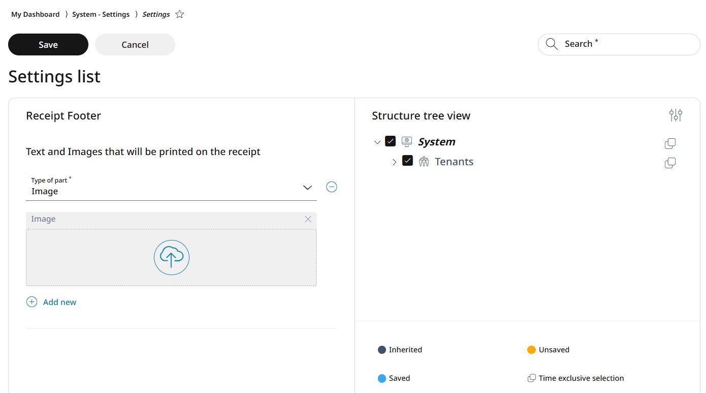 Receipt footer image settings
