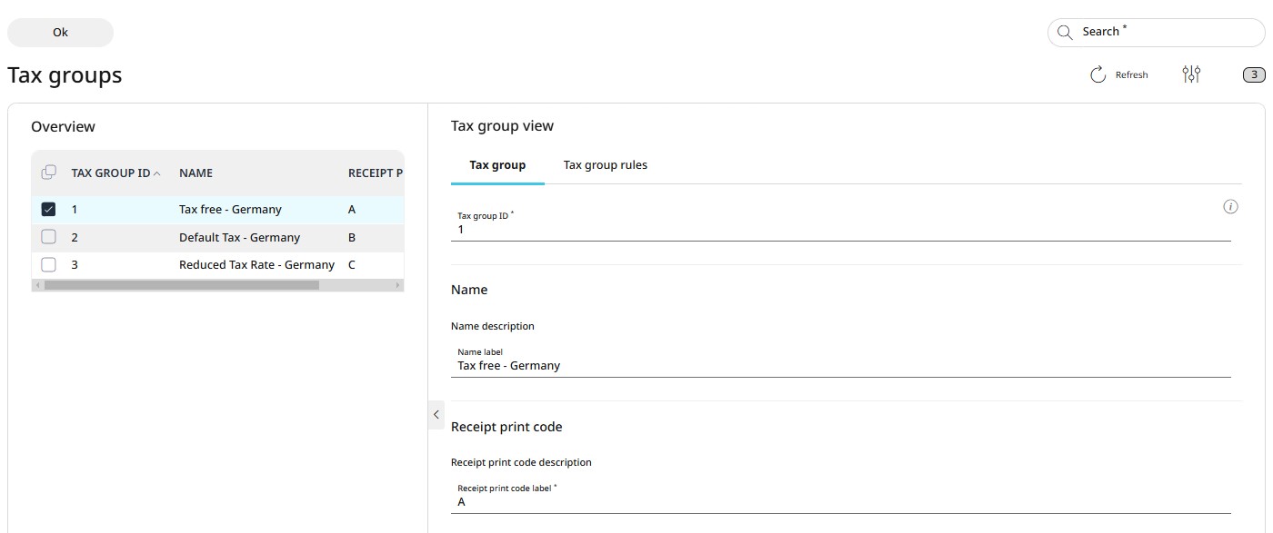Details on the Tax group tab 