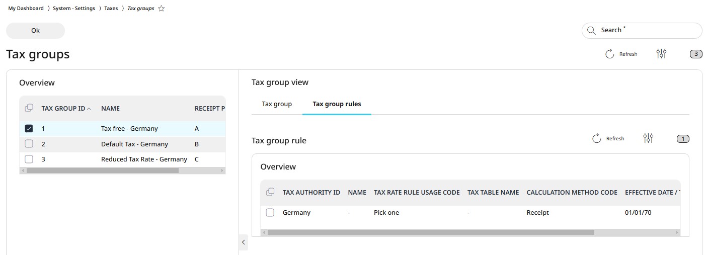 Details on the Tax group rules tab