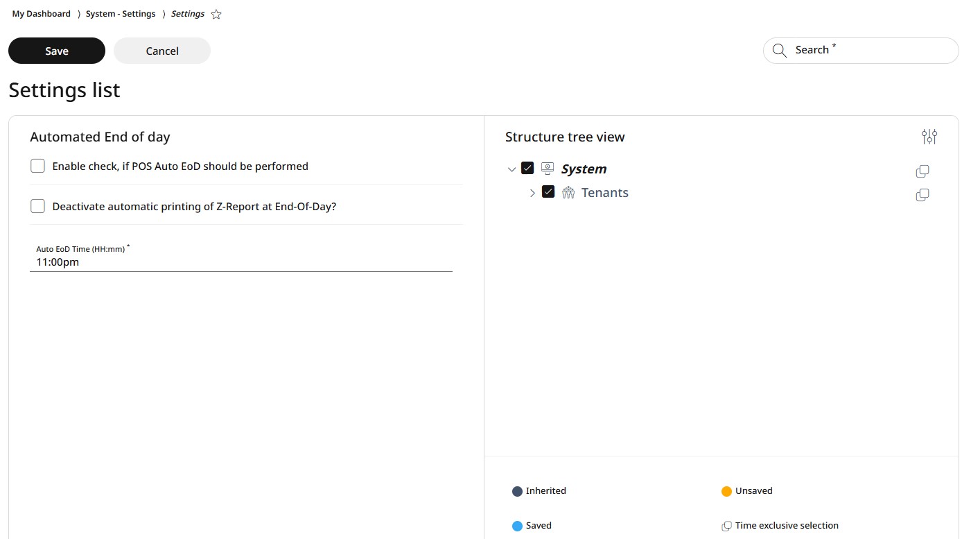 Automated EoD settings