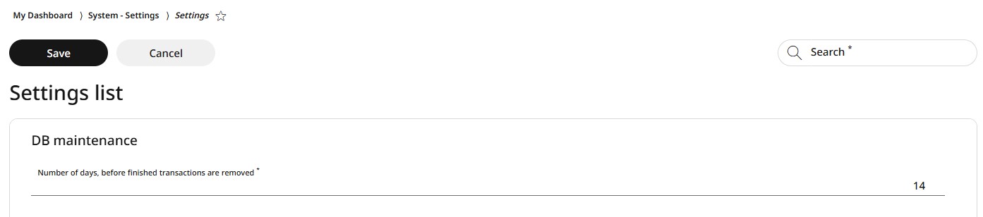 Database maintenance settings