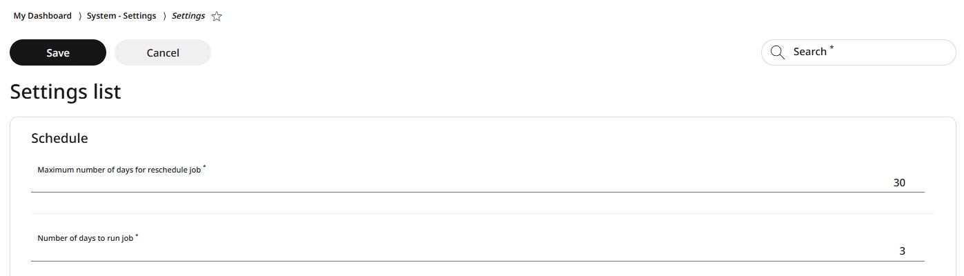 Scheduler settings