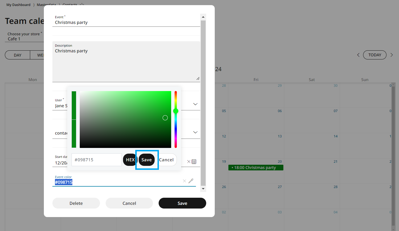 Different colours can be assigned to different type of events