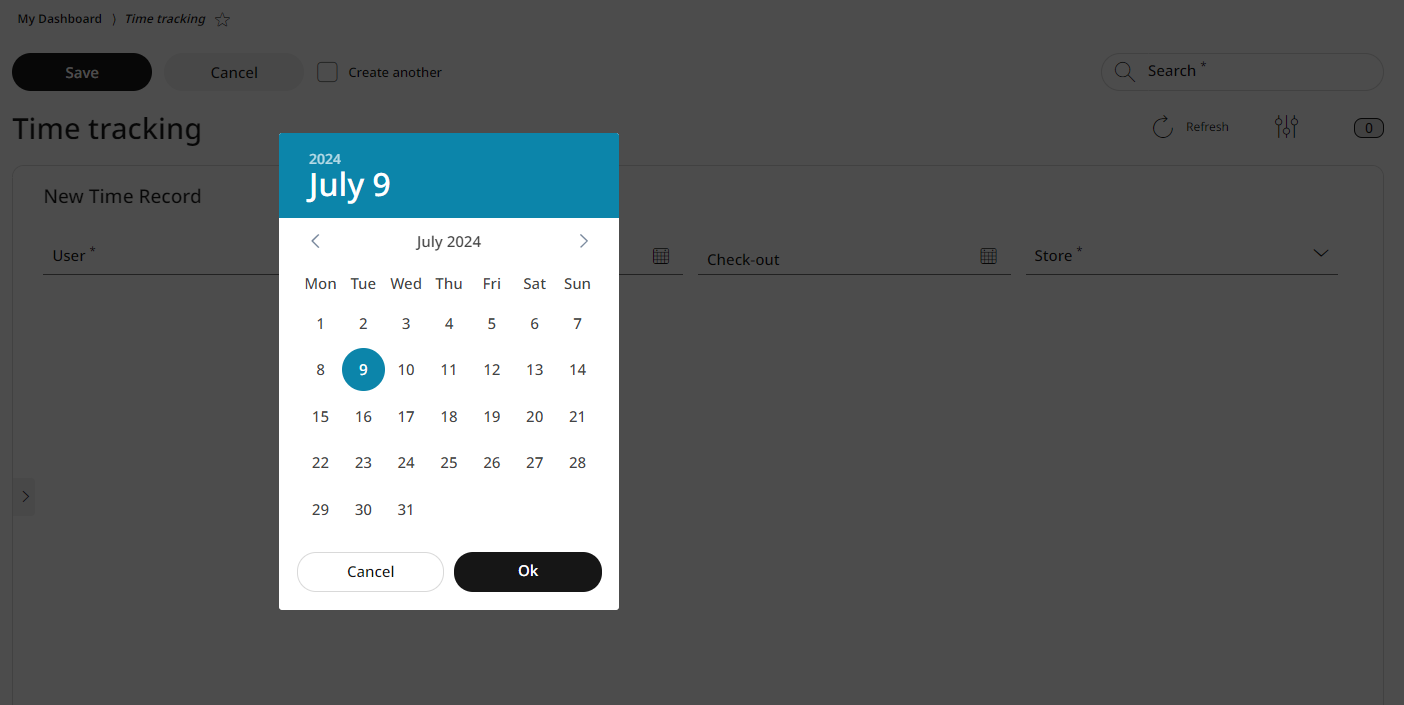 For checking in, choose the date from the calendar