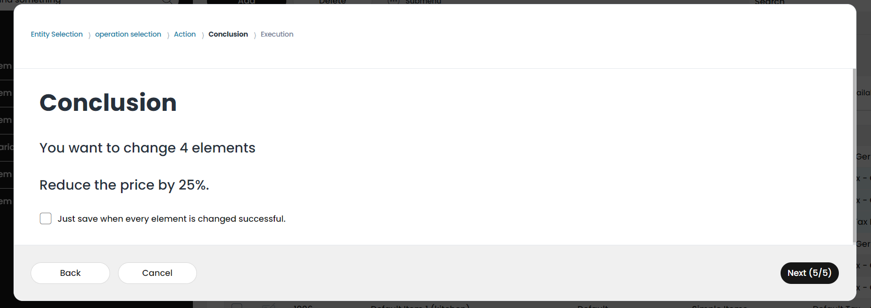 Conclusion of the batch editing settings