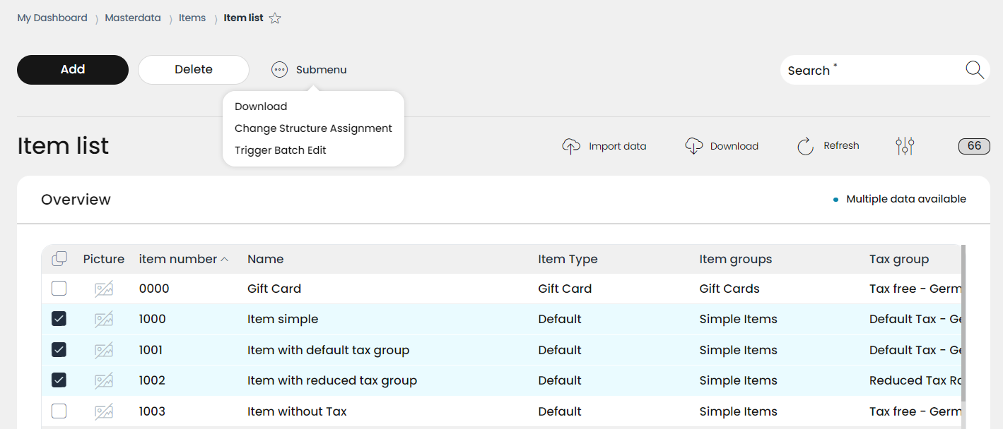 The Trigger Batch Edit function is located under the Submenu