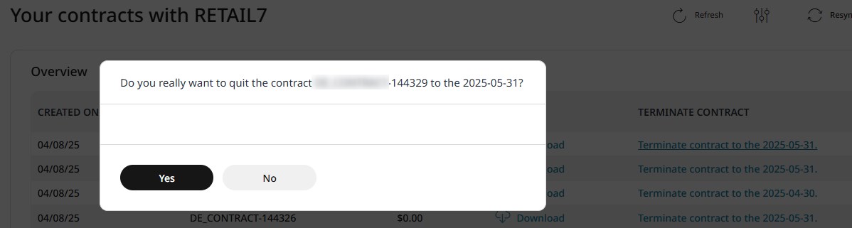Contracts can be terminated with a confirmation prompt