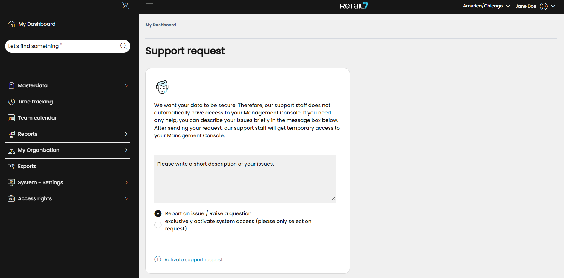 After providing a description, choose the appropriate radio button