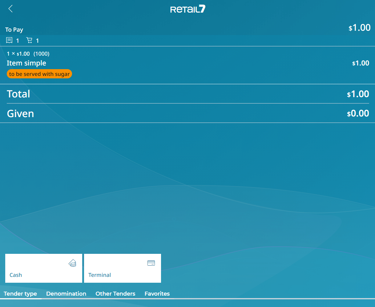 Predefined comment displayed on the checkout screen of the POS
