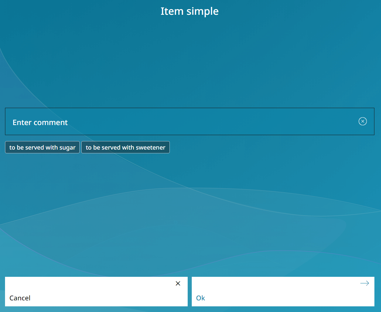 Enter the text to register it on the POS as predefined comment 