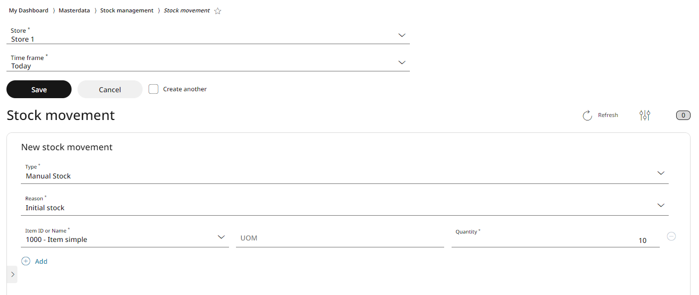 Select the items and enter the values