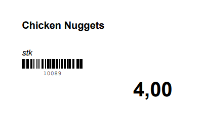 Labels can be printed directly from the item database